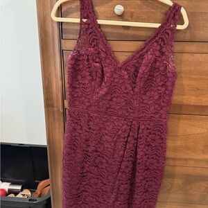 David's Bridal Red Sheath Dress V-Neck Sleeveless